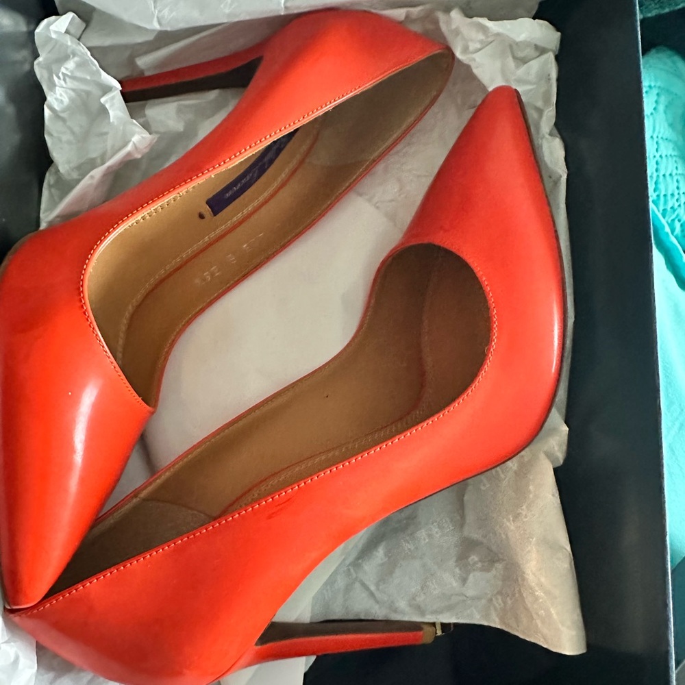 Purple label tangerine Celia pumps BNIB